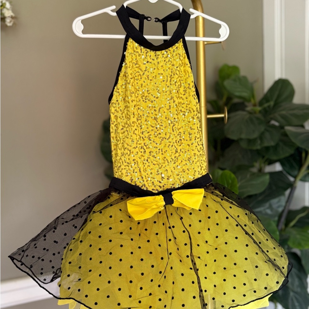 Weissman Girls Dance Tutu Costume Yellow Black Recital Dress 7/8
